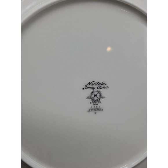 Noritake China Rothschild Pattern #7293 10" dinner plate Floral Platinum Trim - Picture 4 of 4